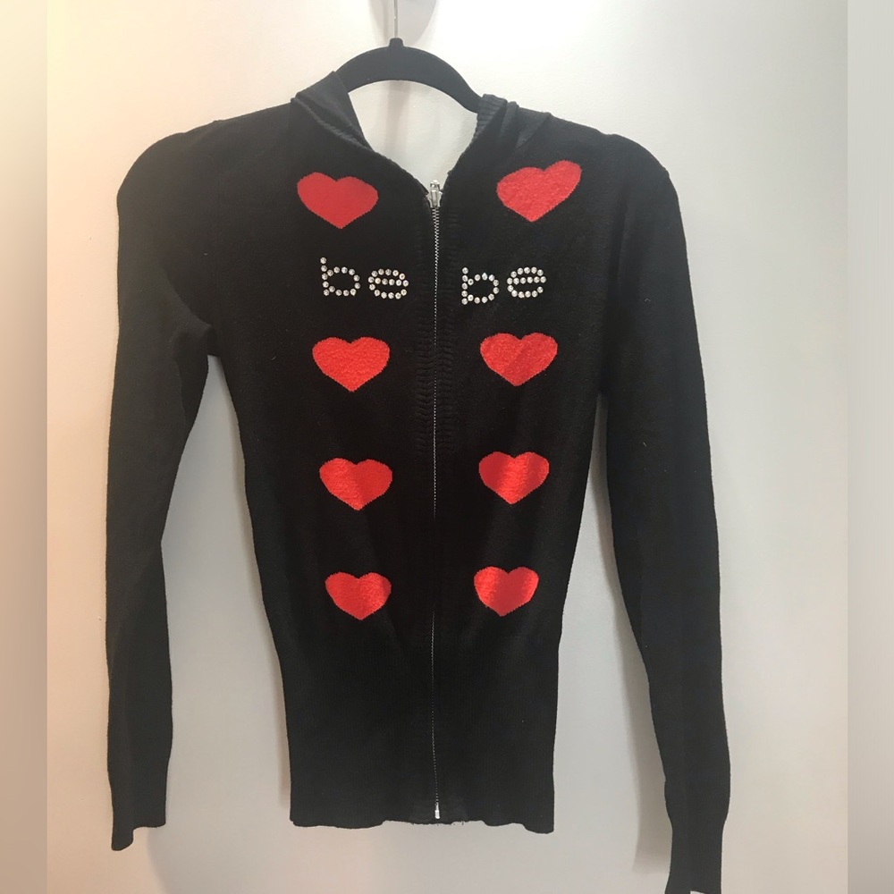 Bebe heart crystal hoodie sweater